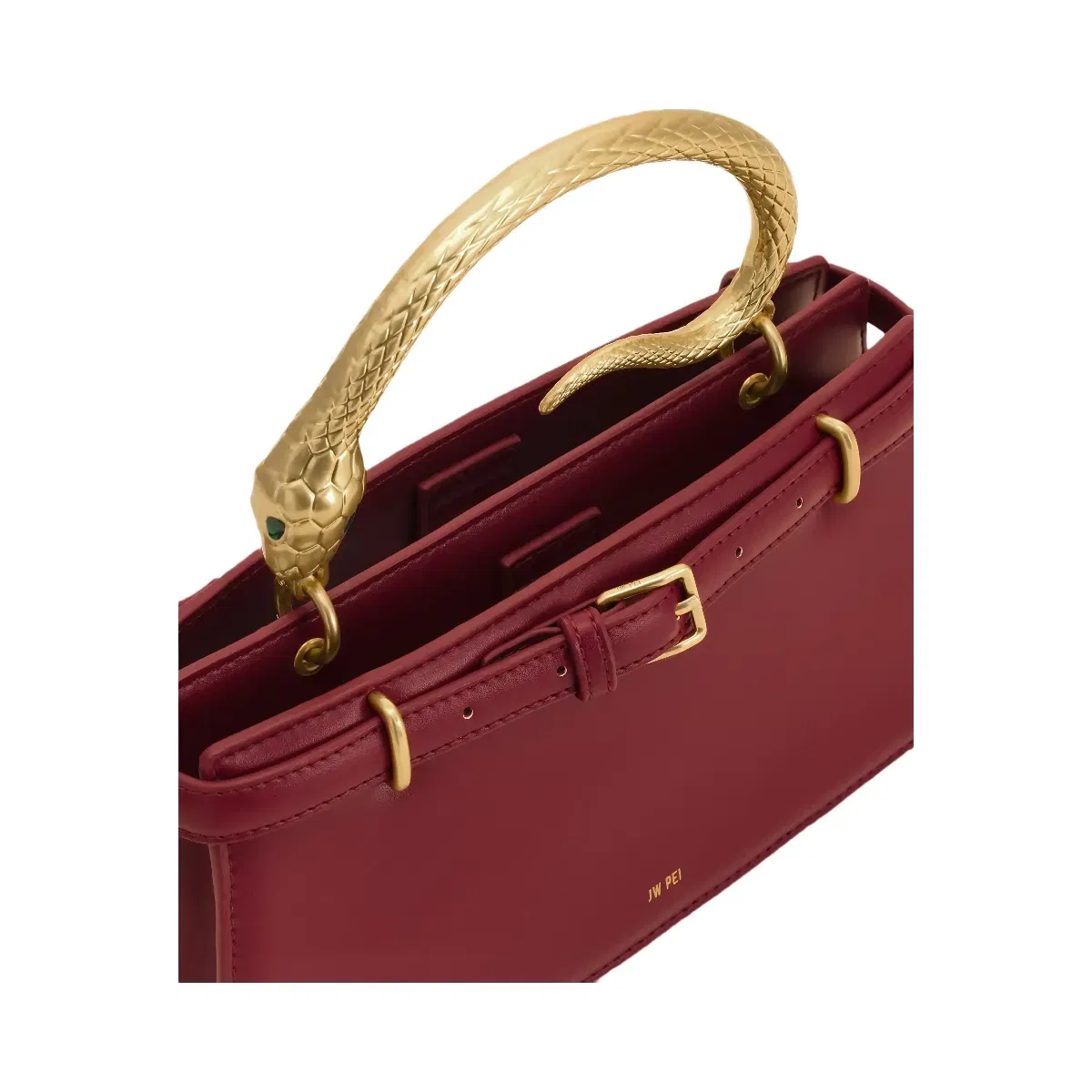 Jw Pei Elena Snake Handle Top Handle Bag Wine Red