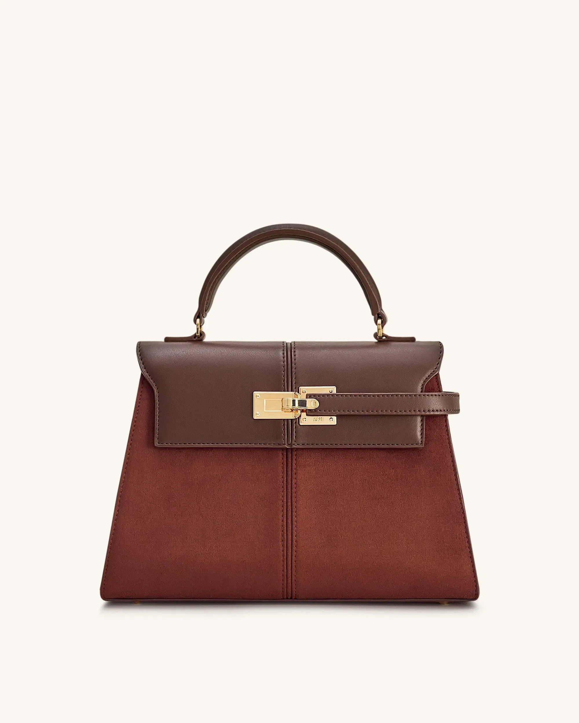 Jw Pei Elise Large Faux Suede Top Handle Bag Mocha Brown