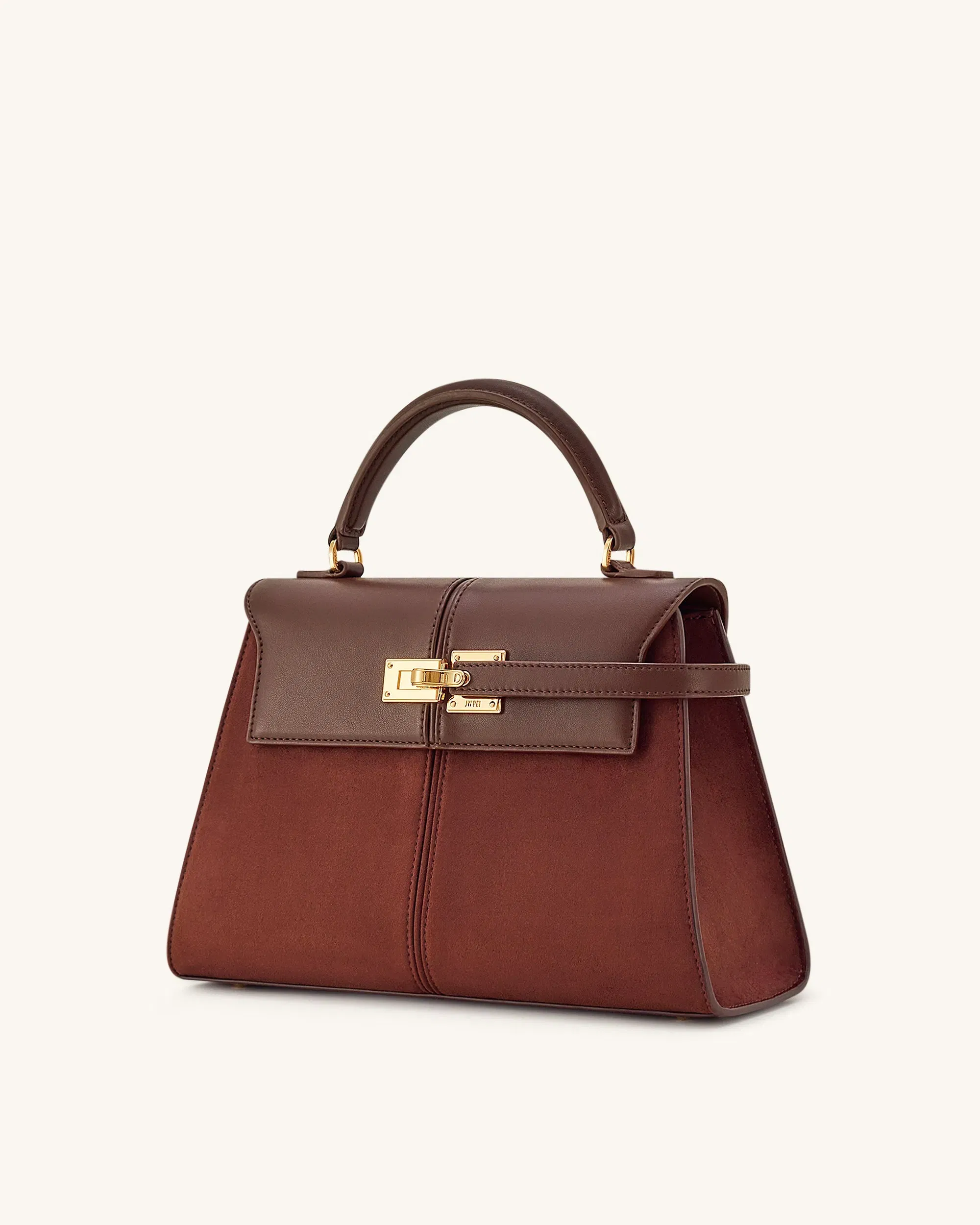 Jw Pei Elise Large Faux Suede Top Handle Bag Mocha Brown