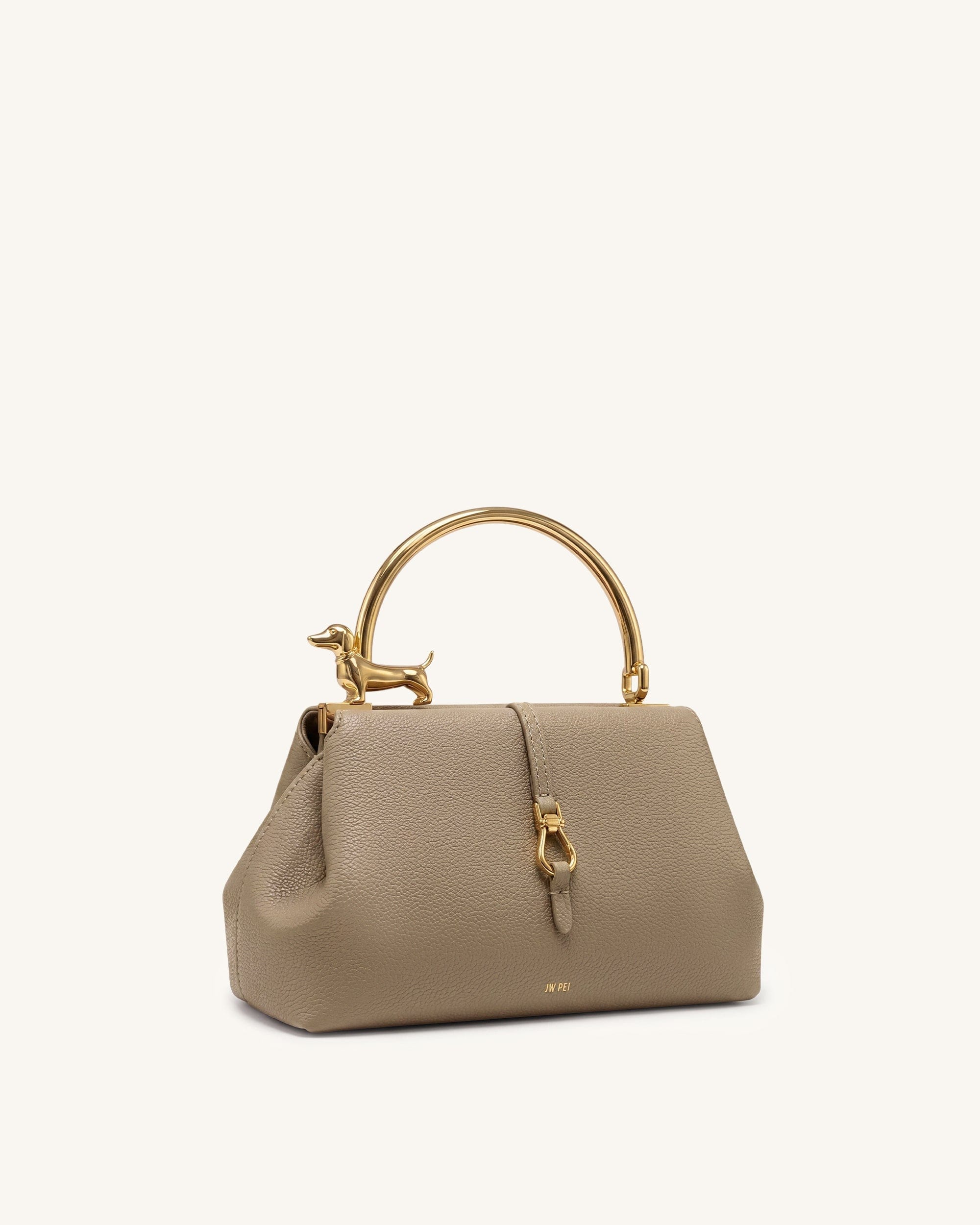 Jw Pei Bruna Dachshund Metal Handle Top Handle Bag Light Brown