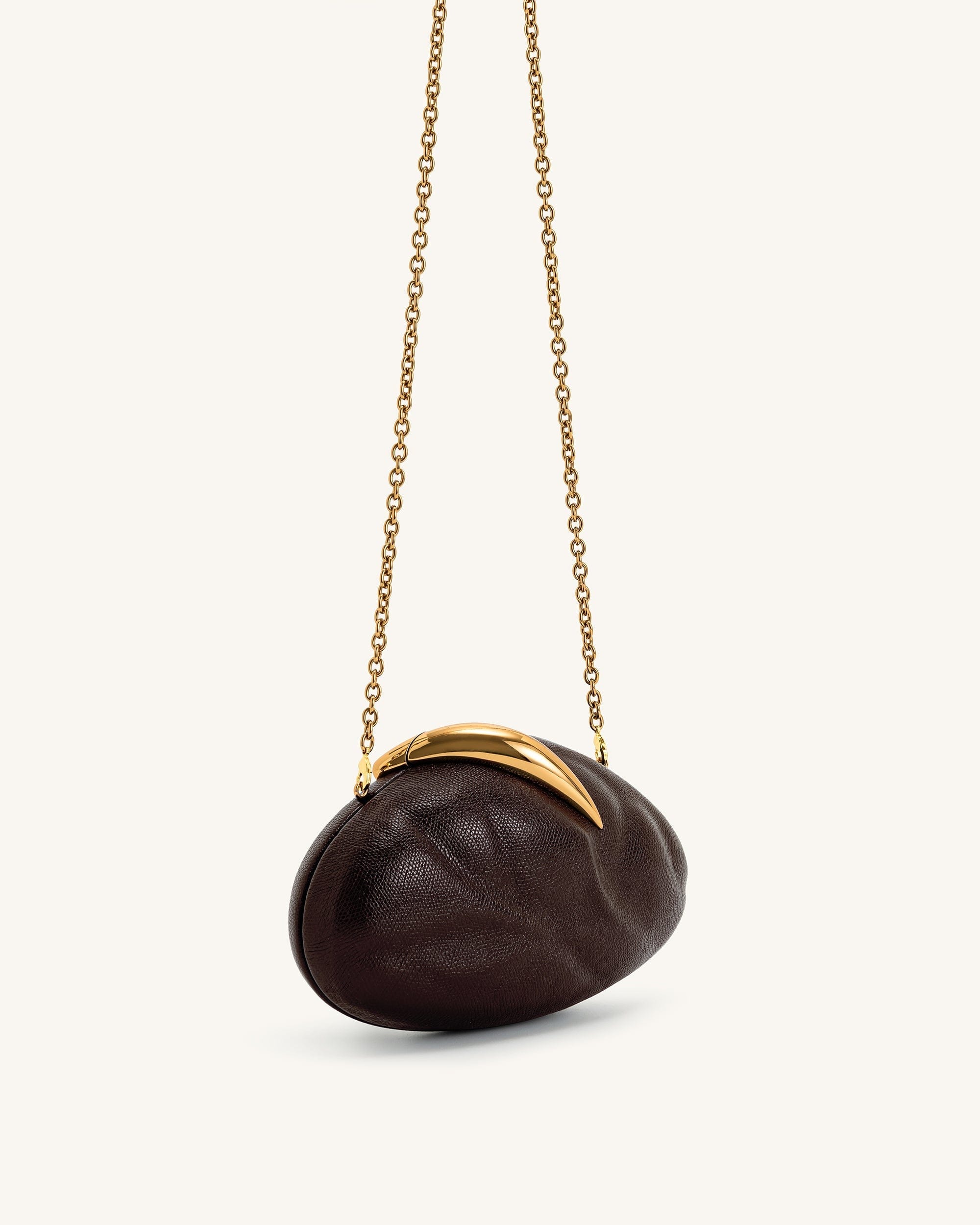 Jw Pei Kaya Irregular Oval Clutch Dark Brown