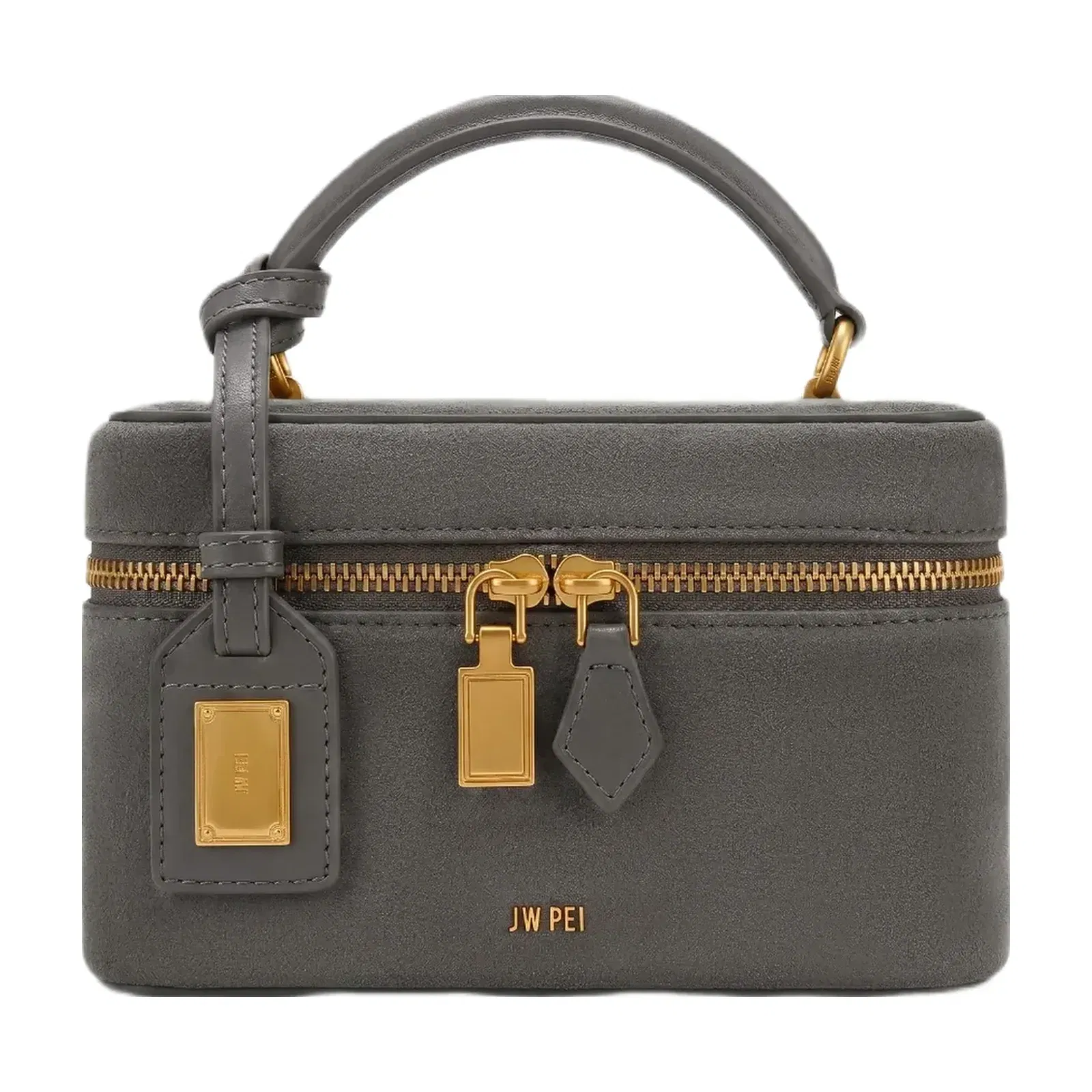 Jw Pei Cleo Faux Suede Box Shape Top Handle Bag Dark Gray