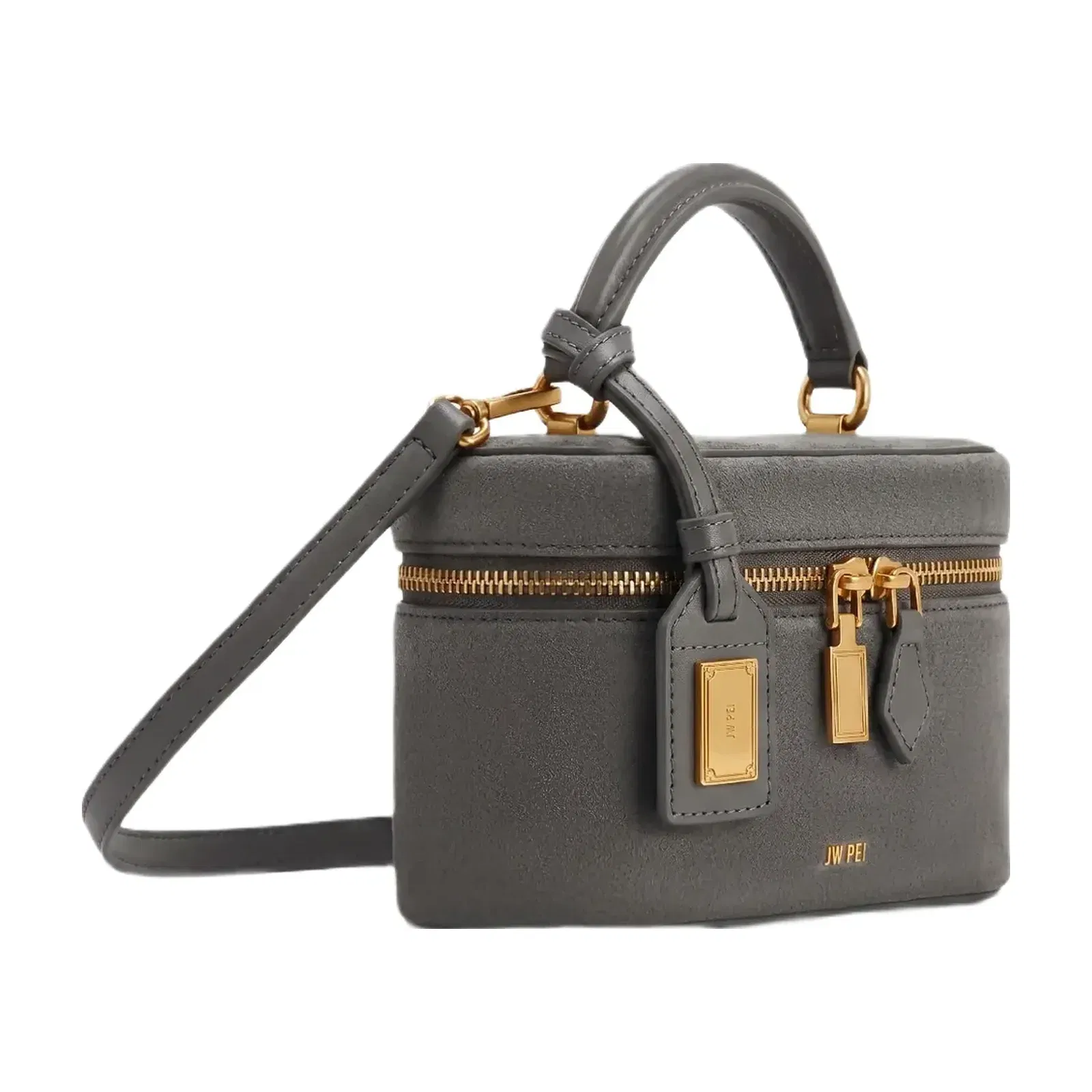 Jw Pei Cleo Faux Suede Box Shape Top Handle Bag Dark Gray