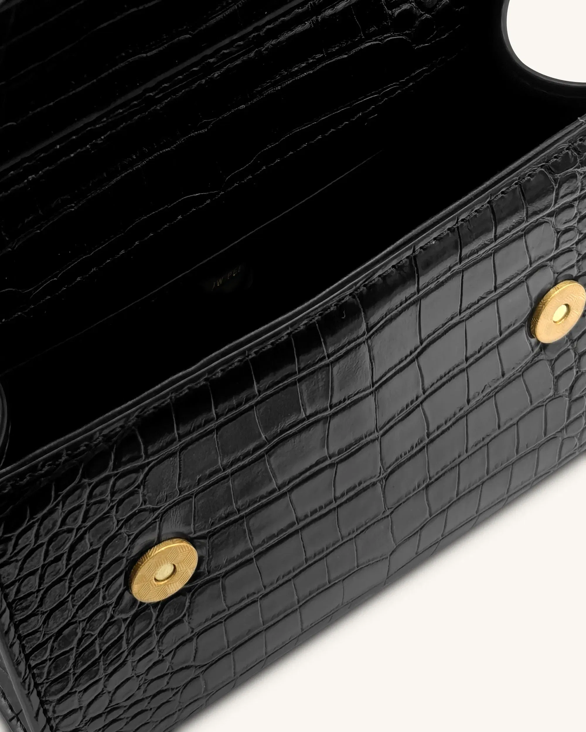 Jw Pei Astrid Calla Lily Metal Handle Top Handle Bag Black Croc