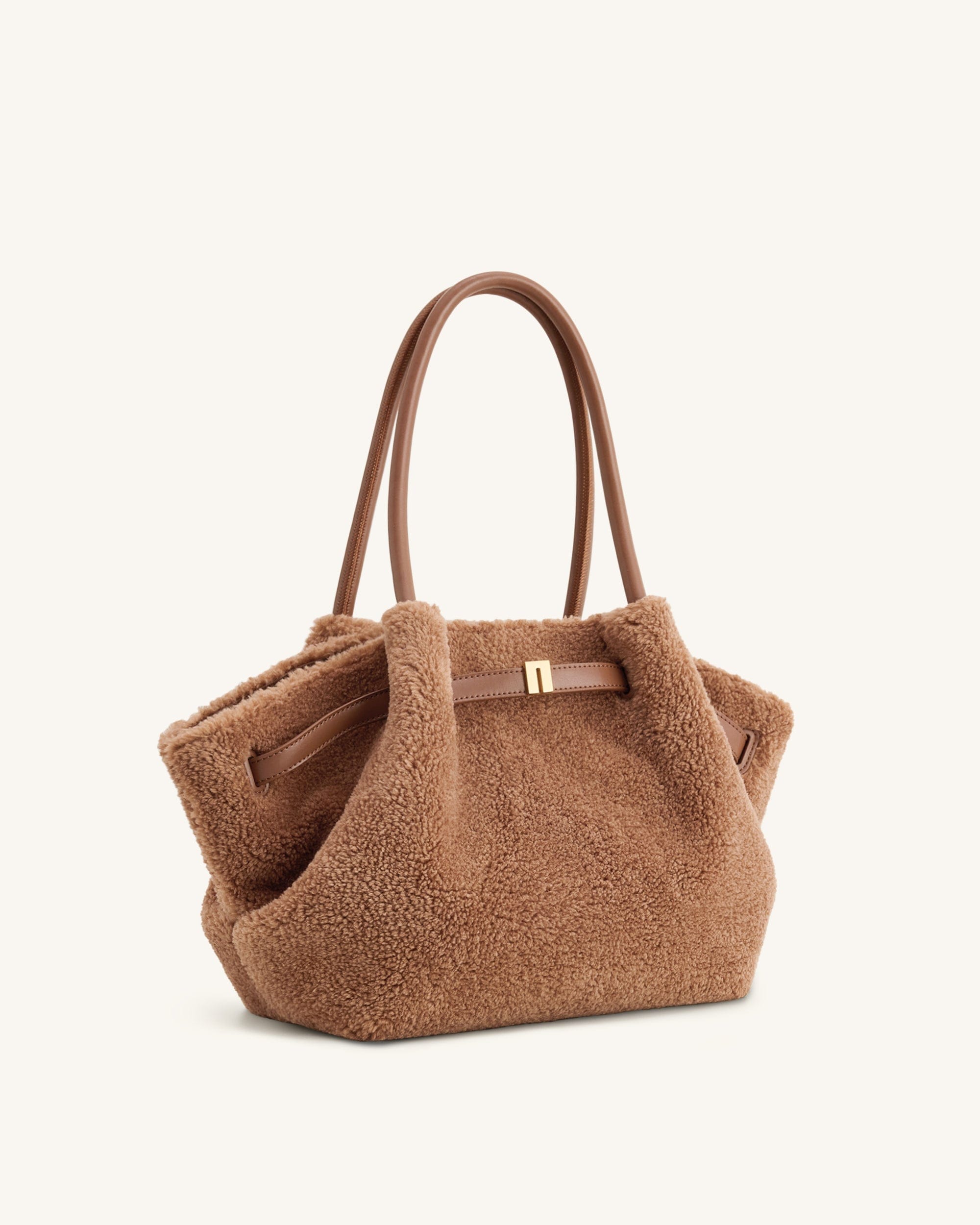 Jw Pei Hana Medium Faux Fur Tote Bag Coffee Brown