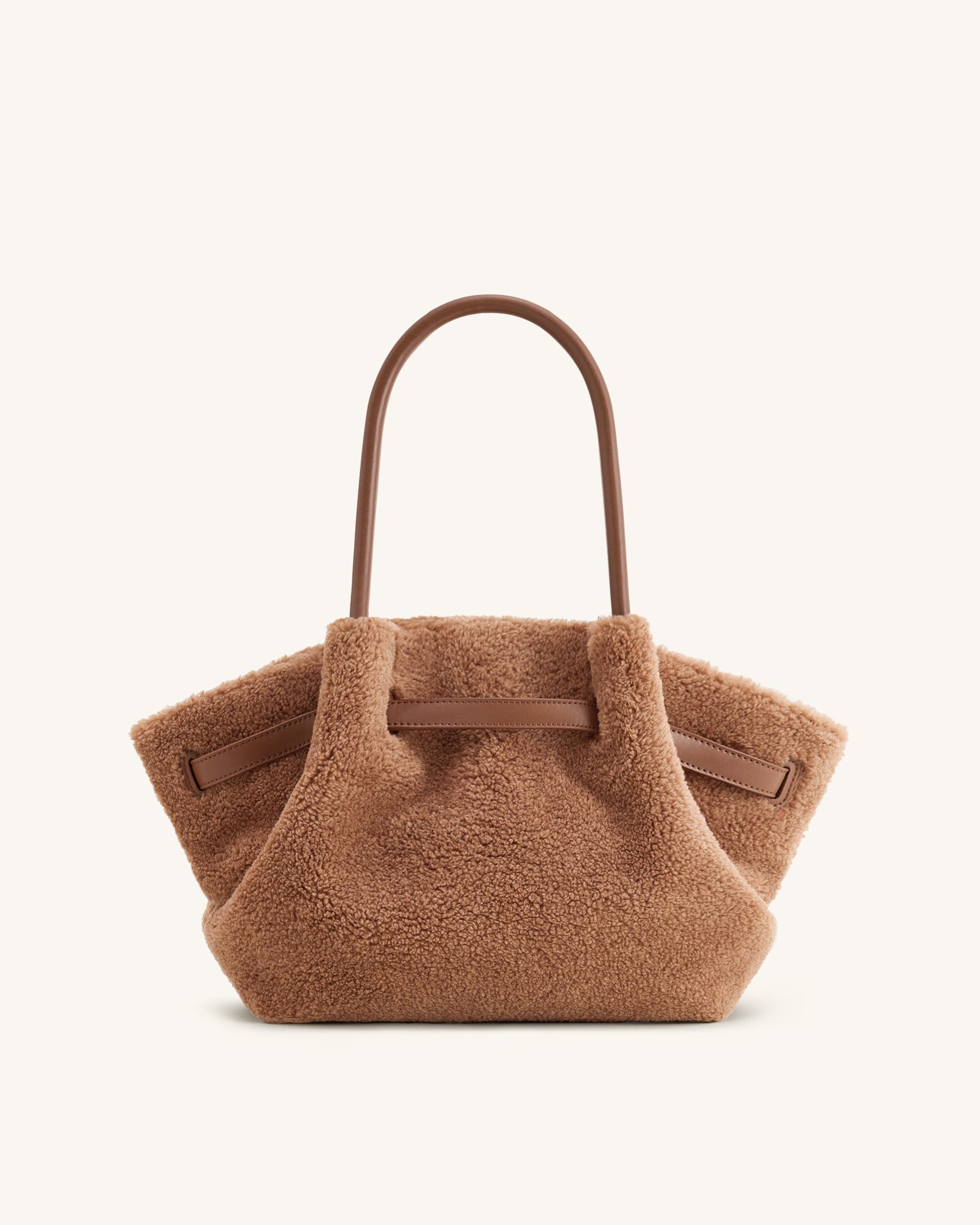 Jw Pei Hana Medium Faux Fur Tote Bag Coffee Brown