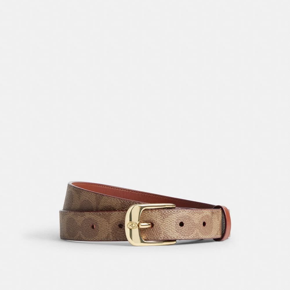 Coach C Harness Buckle Belt, 25 Mm Gold Tan Caramel