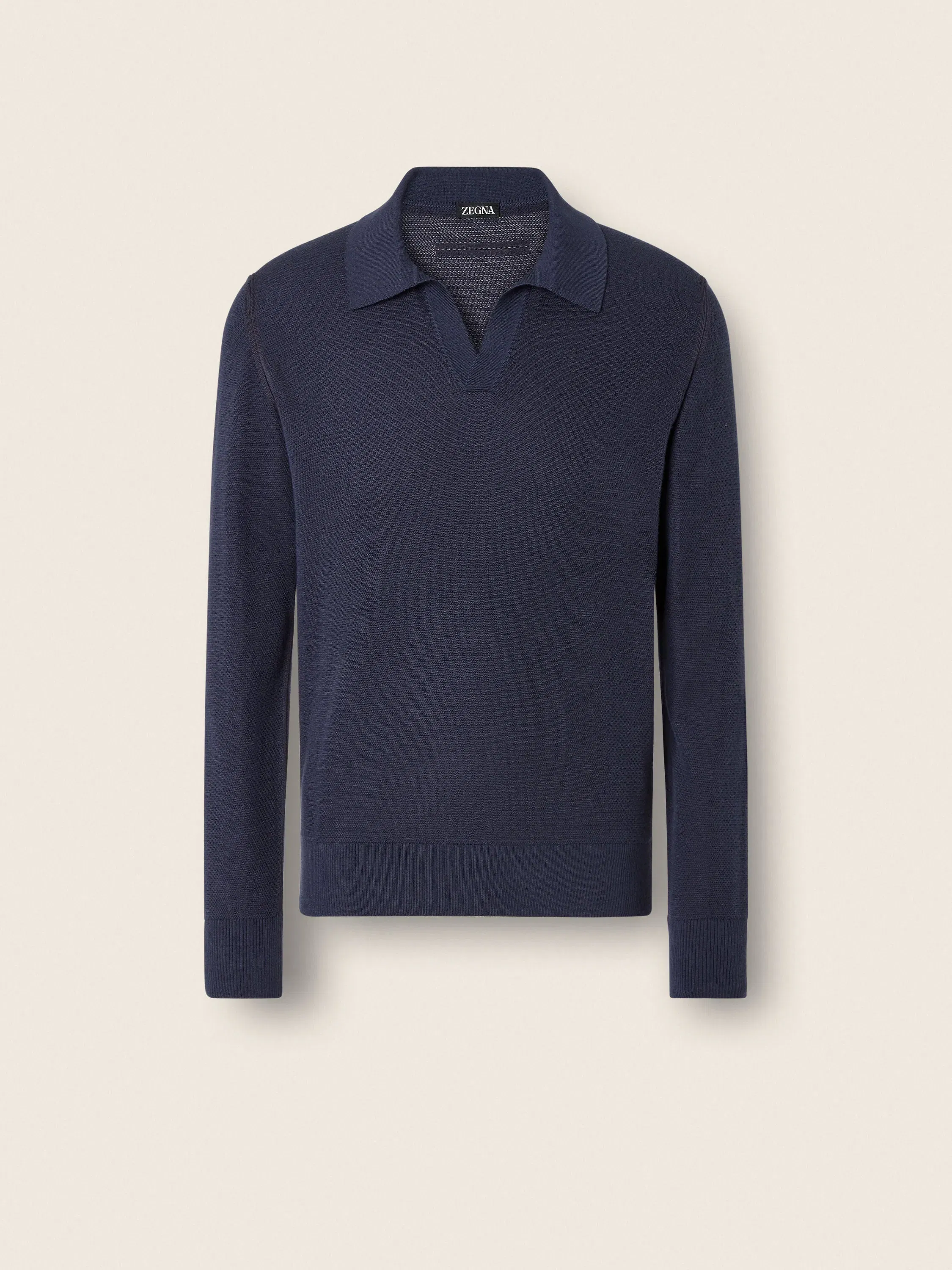 Zegna Dark Indigo Blue Cashmere And Silk Polo Shirt