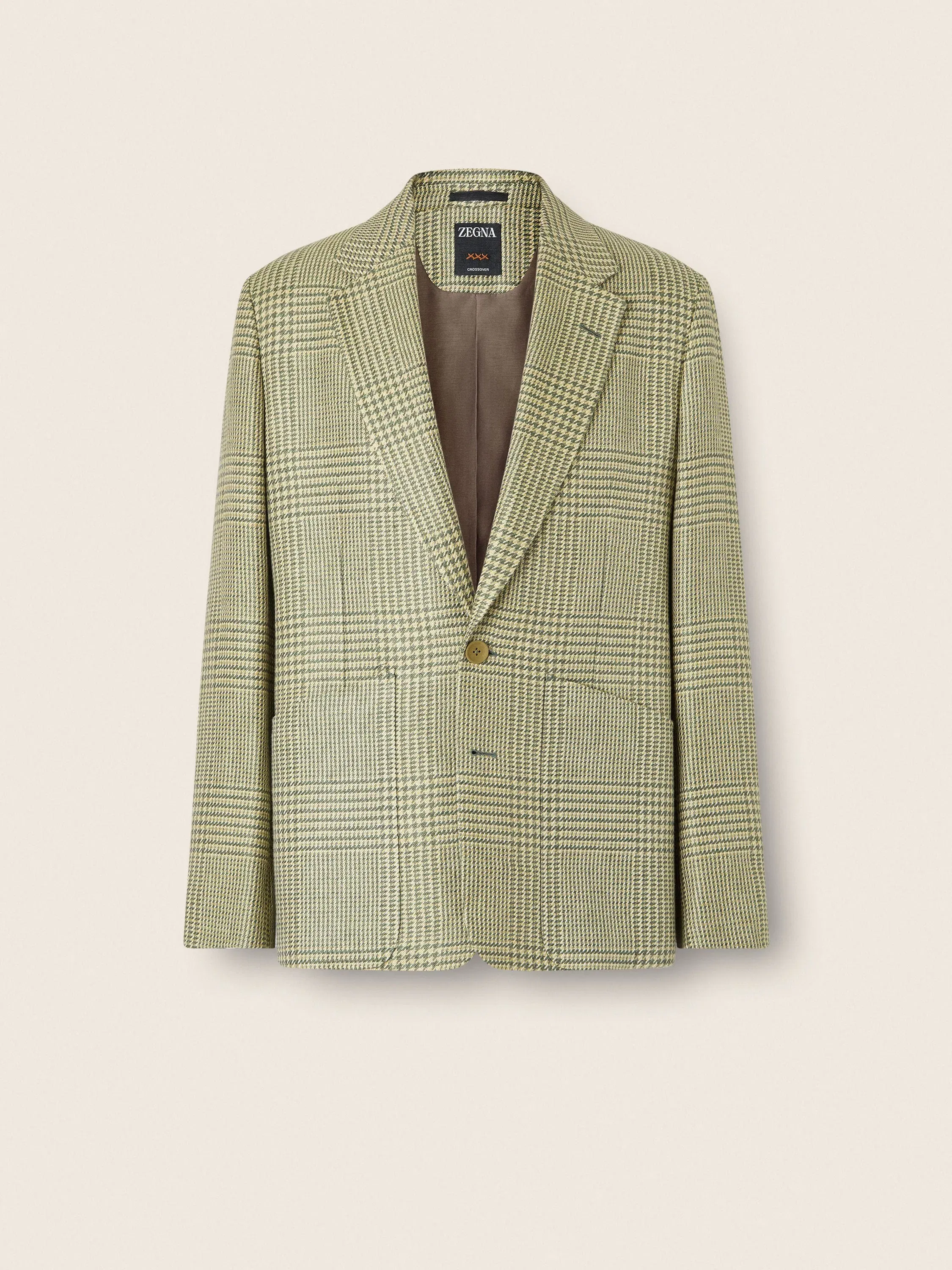 Zegna Olive Green Crossover Linen Wool And Silk Jacket