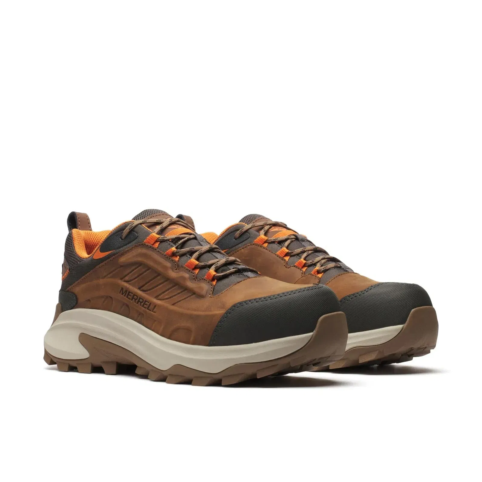 Merrell Men's Moab Speed 2 Waterproof Carbon Fiber Work Shoe Wide Width Light Brown