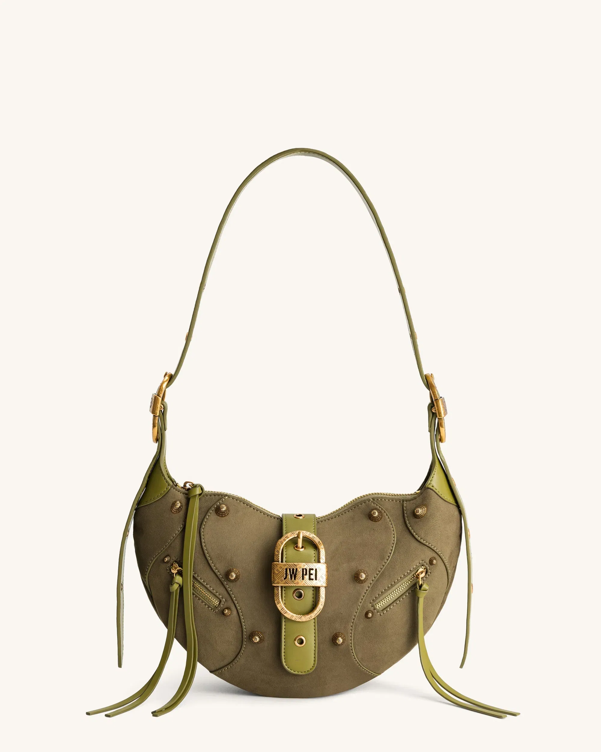 Jw Pei Tessa Suede Shoulder Bag Dark Olive