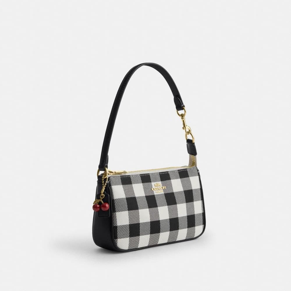 Coach Nolita 19 With Gingham Print And Charm Gold Black Multi
