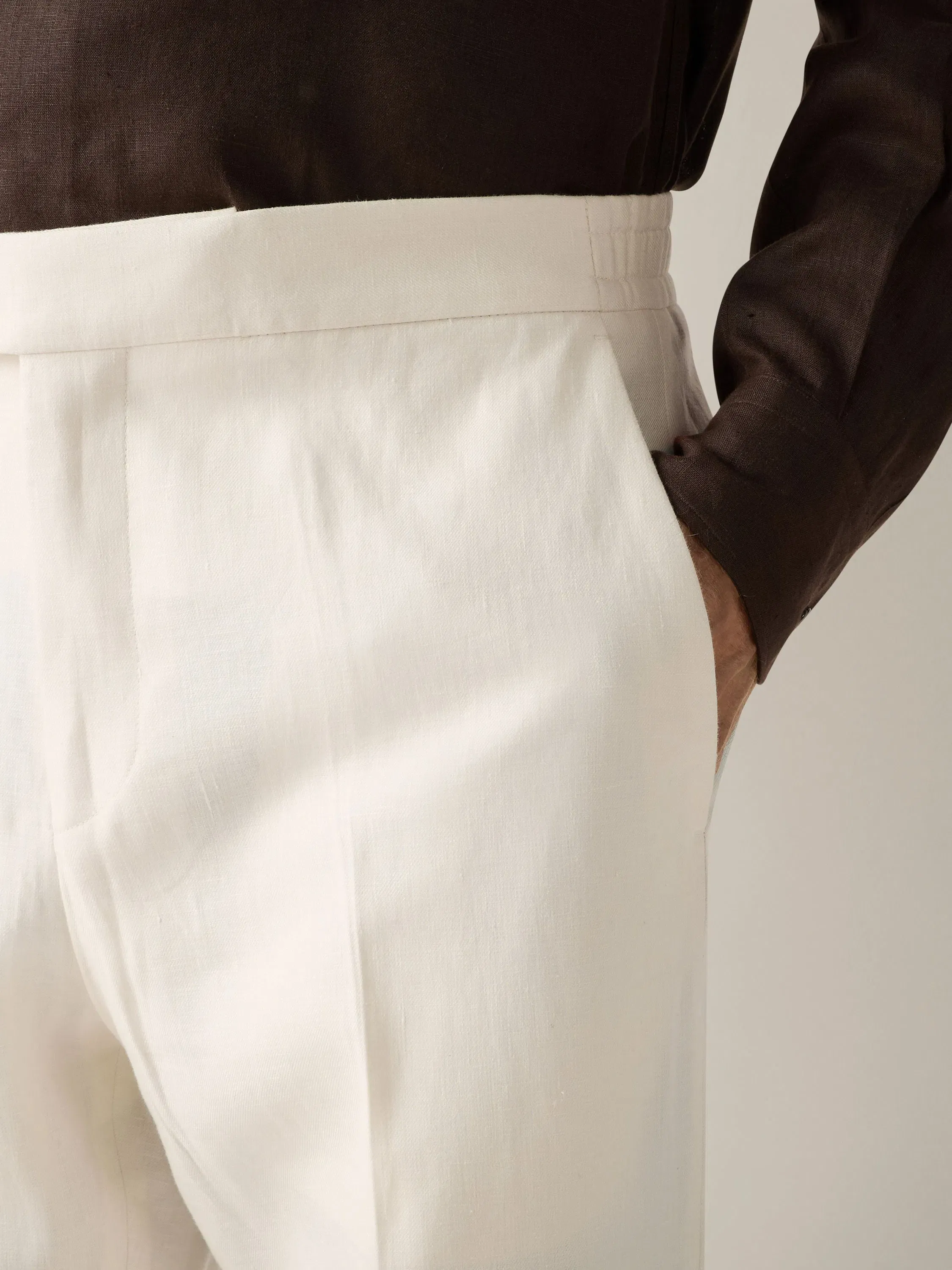 Zegna White Oasi Lino Pants