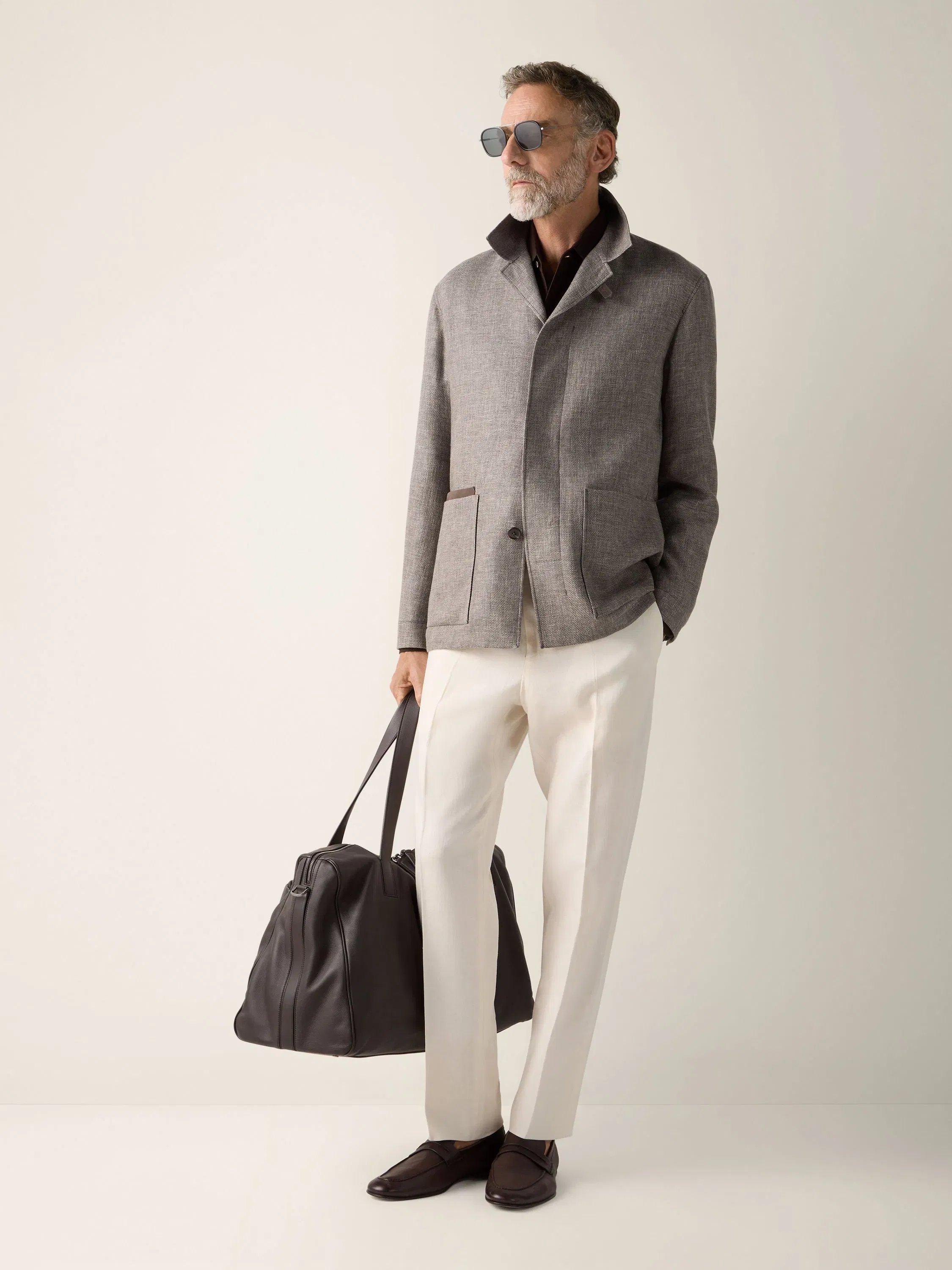 Zegna White Oasi Lino Pants