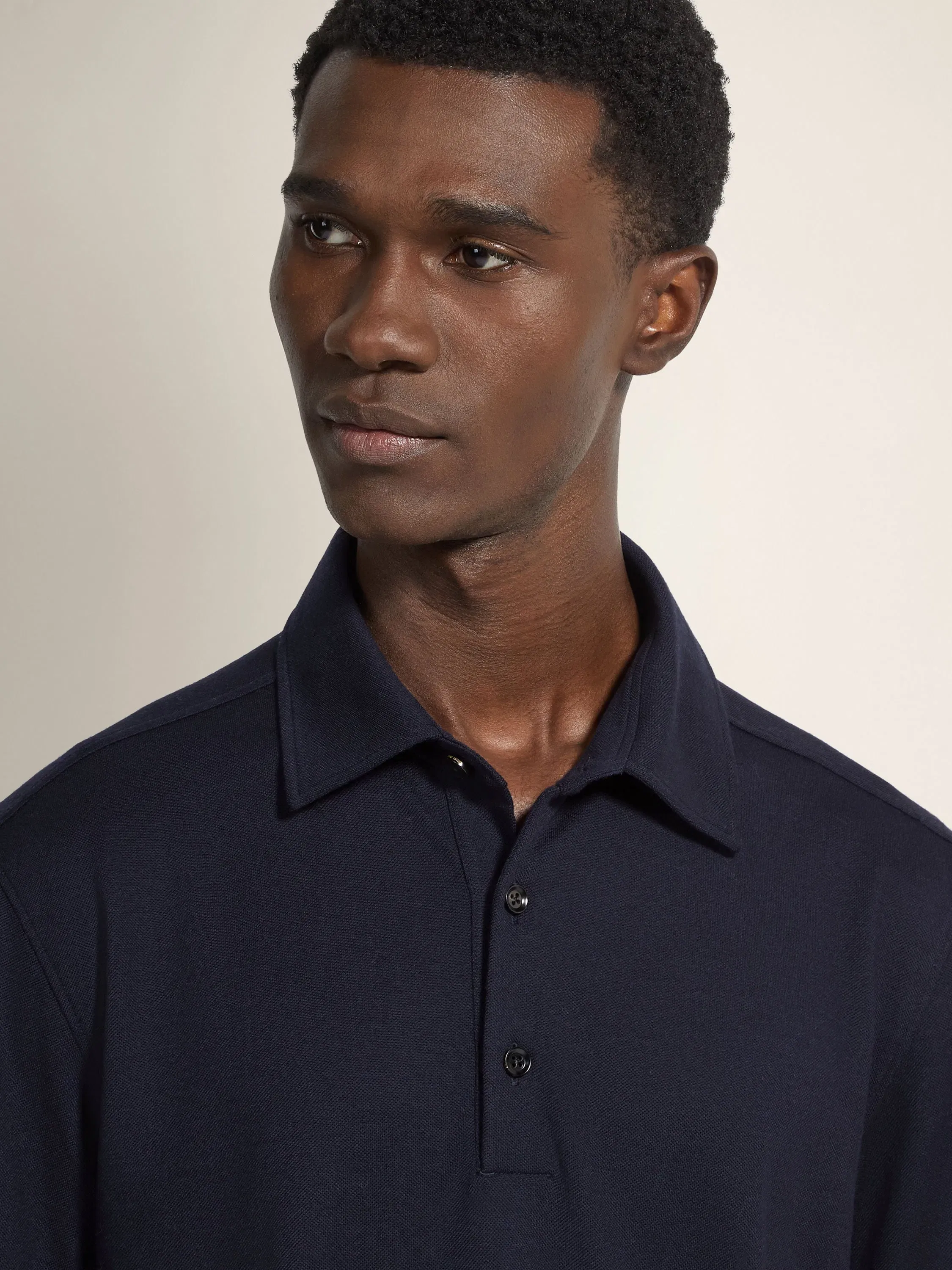 Zegna Ink Blue Vellus Aureum Polo Shirt