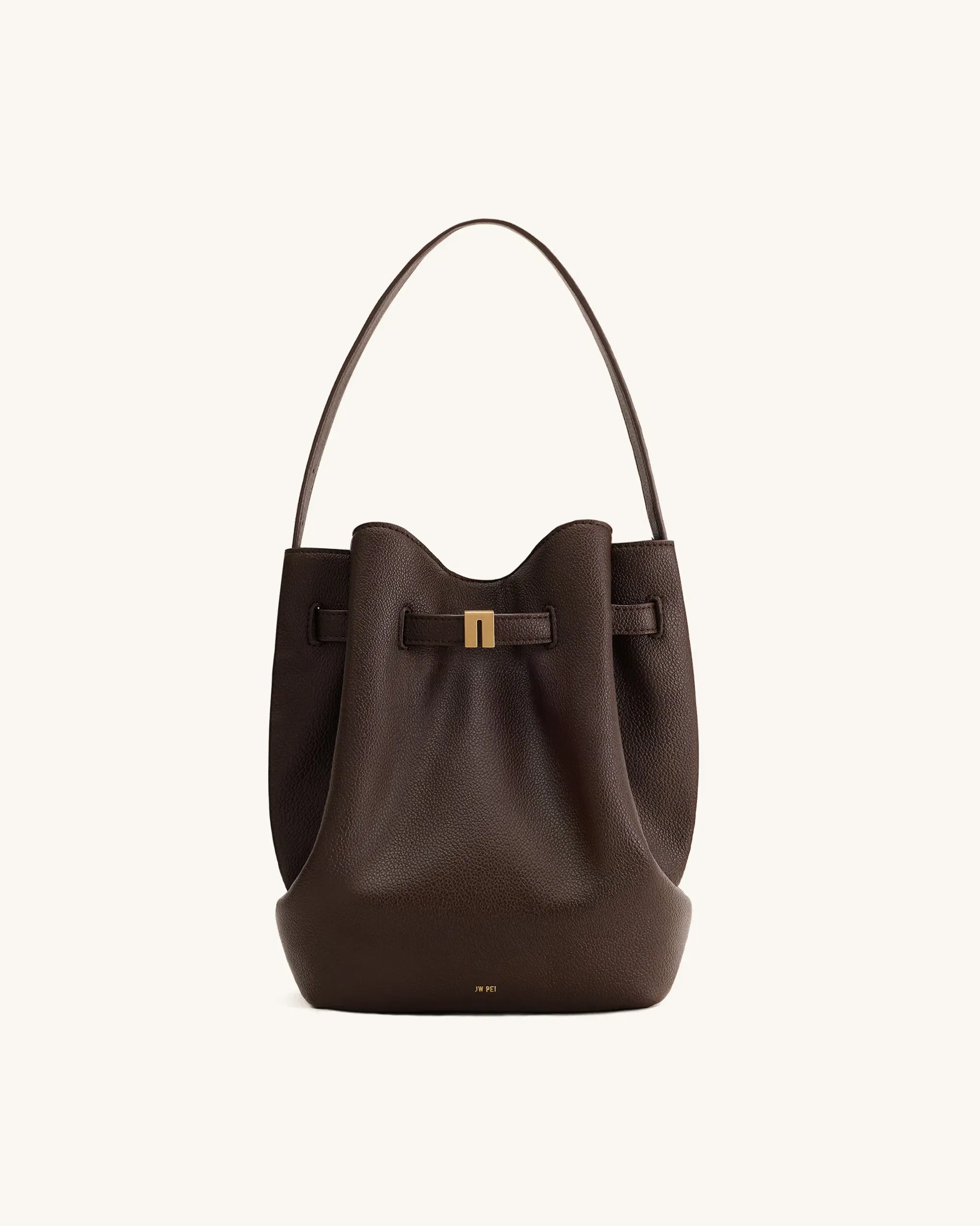 Jw Pei Clara Lock Accent Bucket Shoulder Bag Mocha Brown