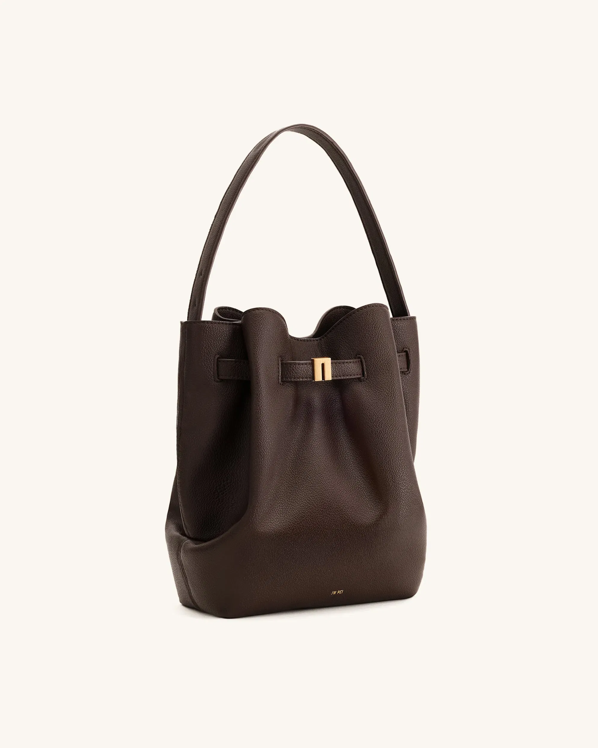 Jw Pei Clara Lock Accent Bucket Shoulder Bag Mocha Brown