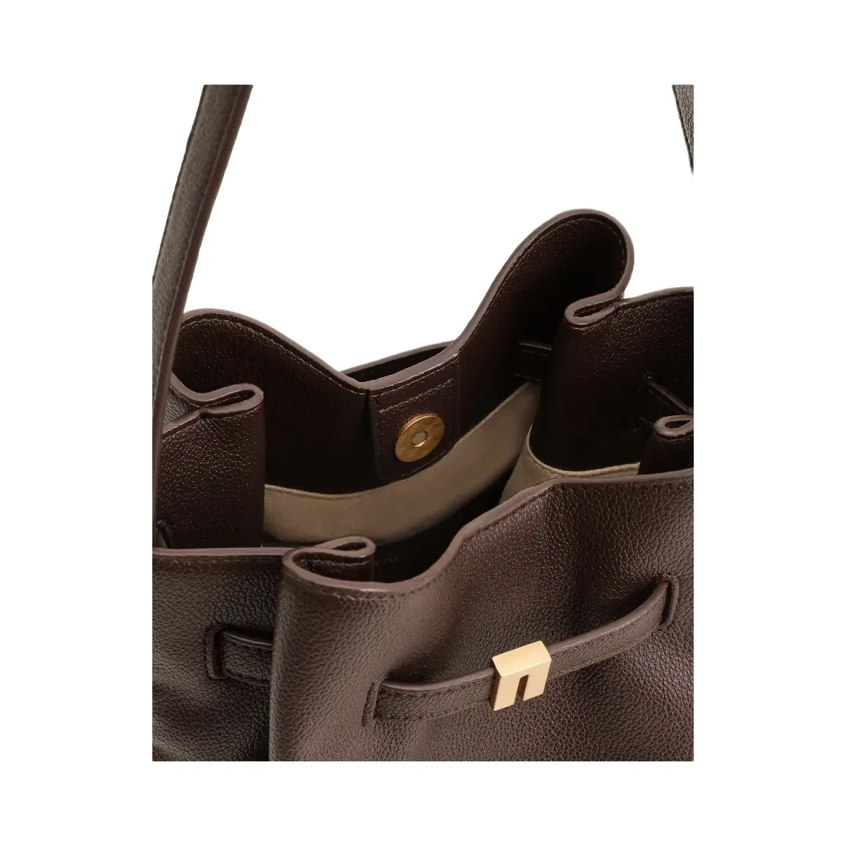 Jw Pei Clara Lock Accent Bucket Shoulder Bag Mocha Brown