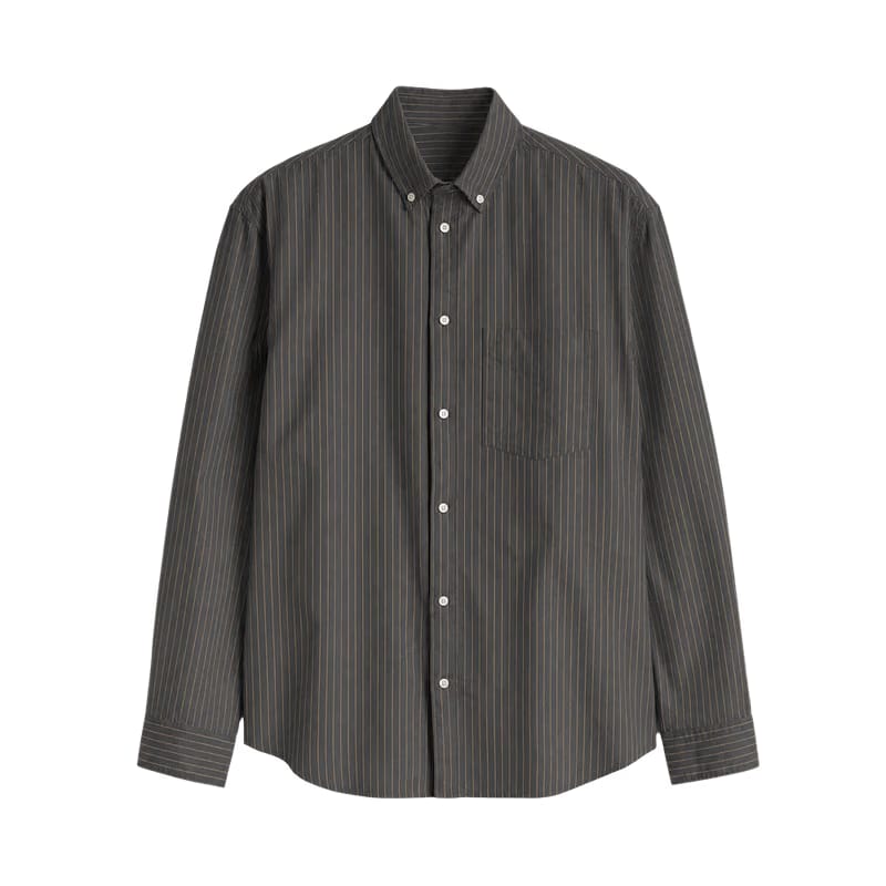 Classic Oxford Stripe Shirt – Charcoal
