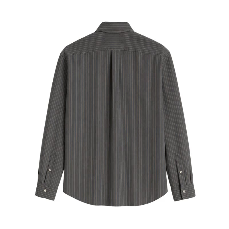 Classic Oxford Stripe Shirt – Charcoal