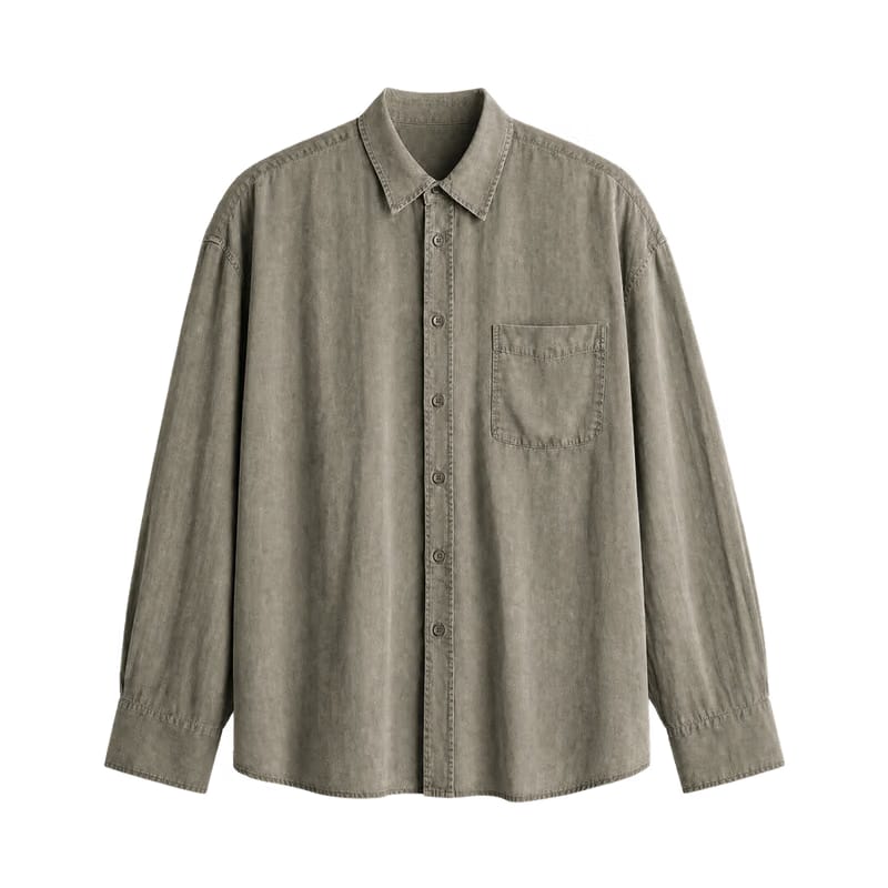 Harbor Linen Blend Shirt - Stone Olive