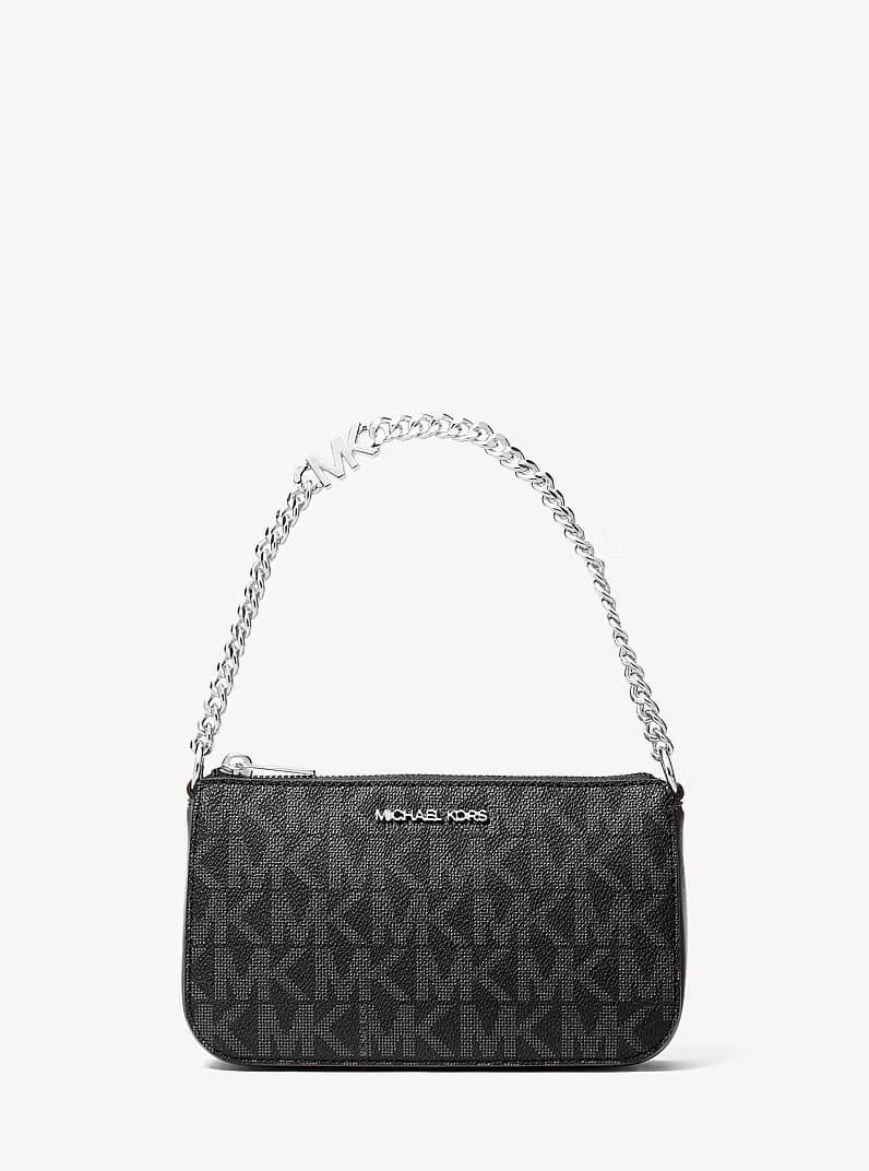 Jet Set Small Signature Logo Chain Pochette Black