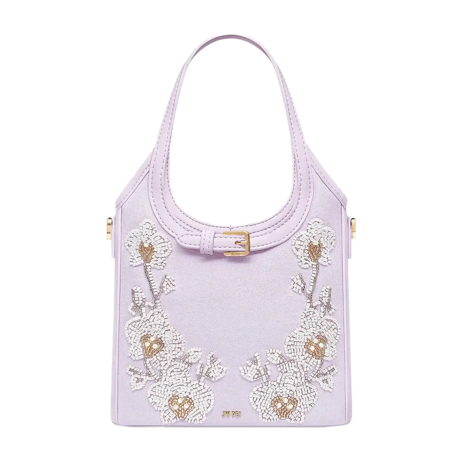 Jw Pei Brooke Mini Belted Embellished Orchid Beaded Top Handle Bag Lavender