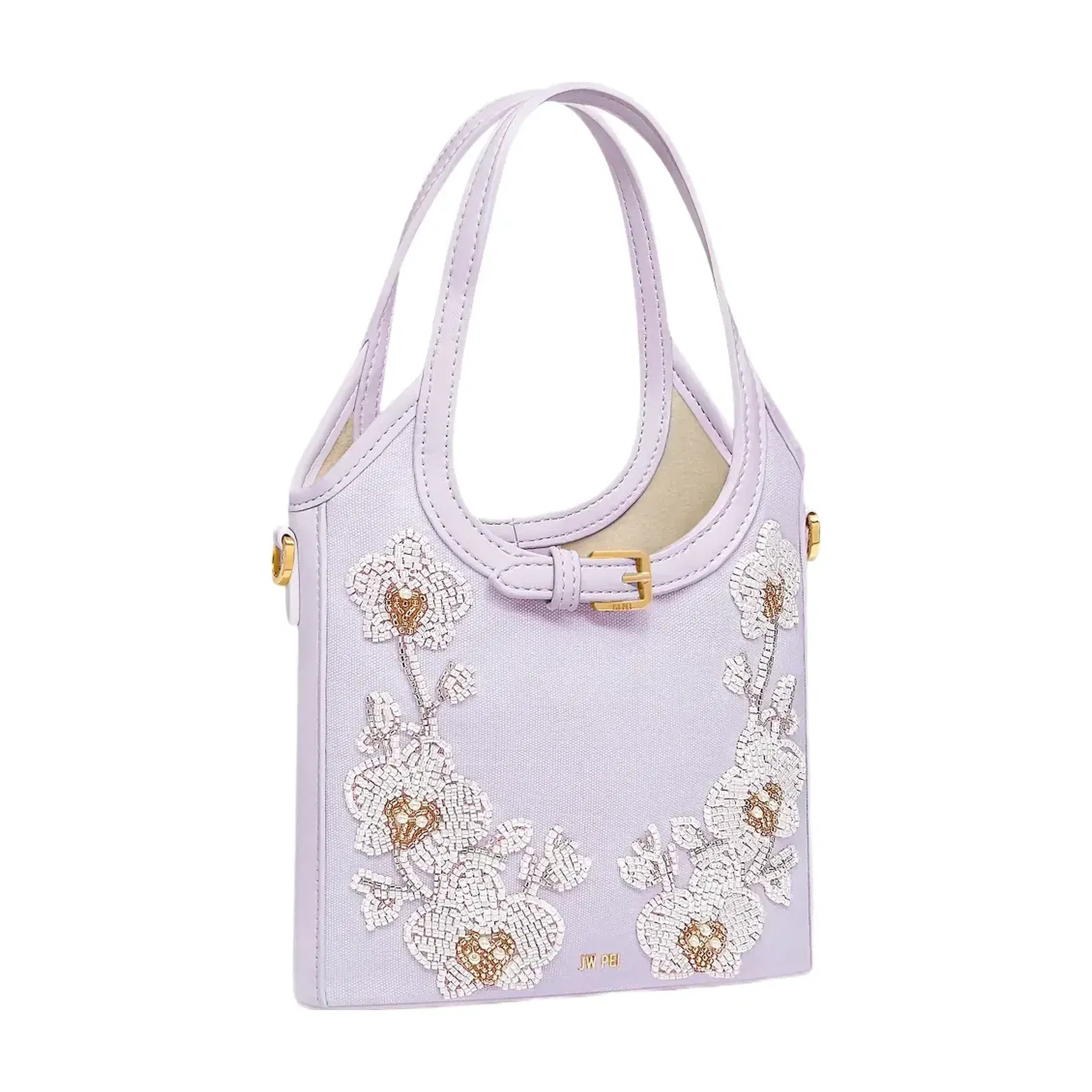 Jw Pei Brooke Mini Belted Embellished Orchid Beaded Top Handle Bag Lavender