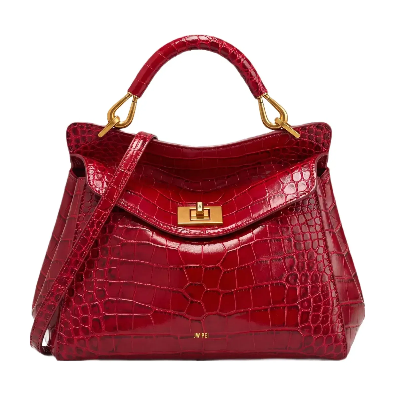 Jw Pei Lucia Classic Top Handle Bag Burgundy Croc