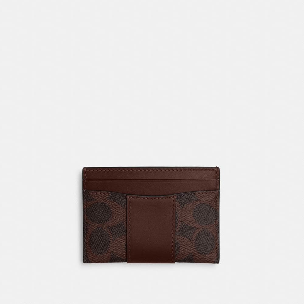 Coach Essential Card Case In Signature Canvas Brass Maple