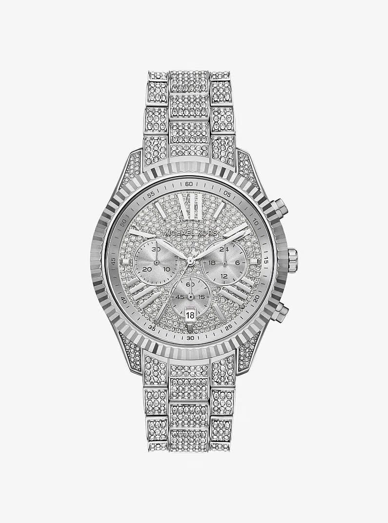 Michael Kors Oversized Lexington Pav Silver-Tone Watch