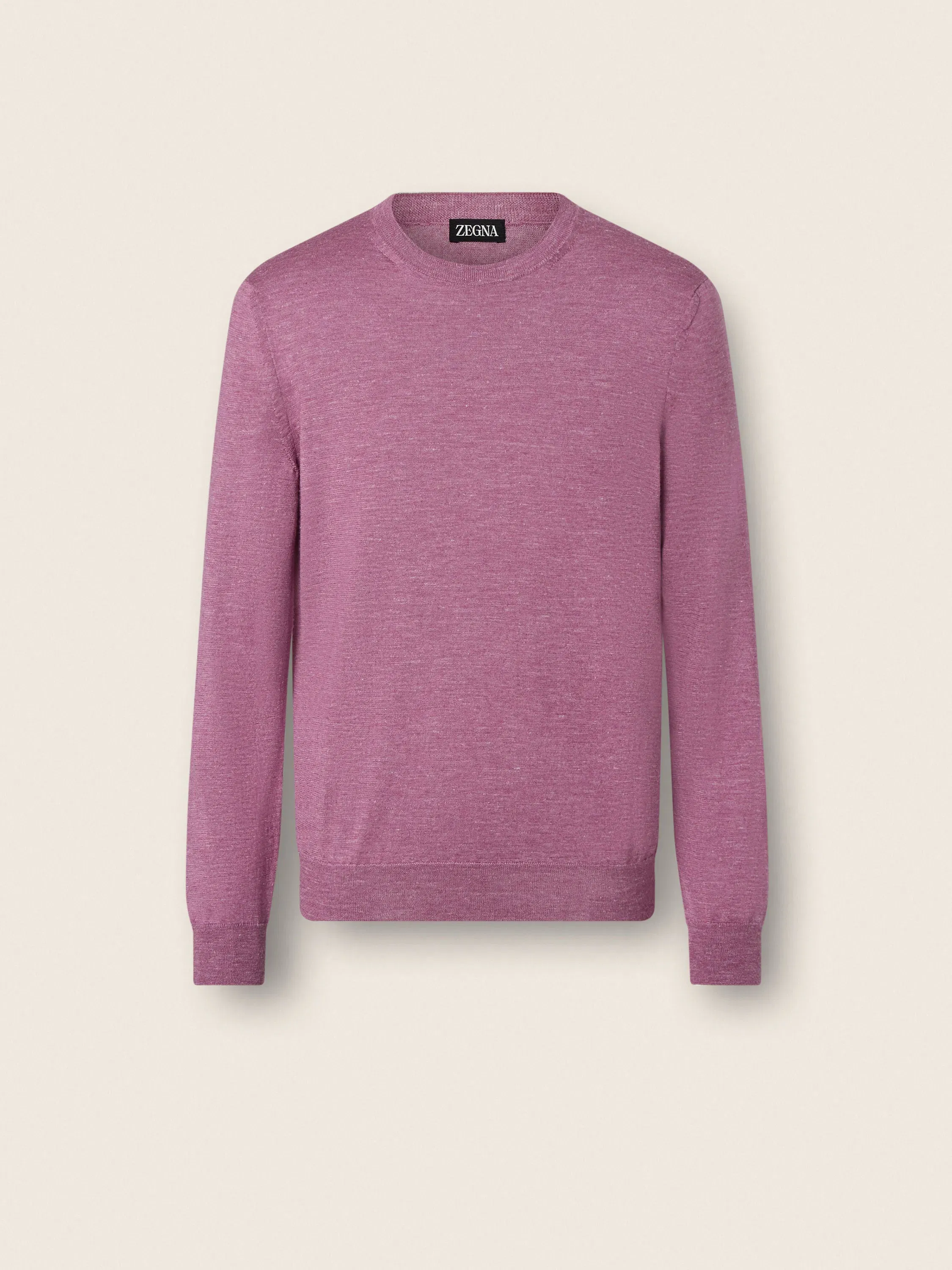 Zegna Pink Mlange Silk Cashmere And Linen Crewneck
