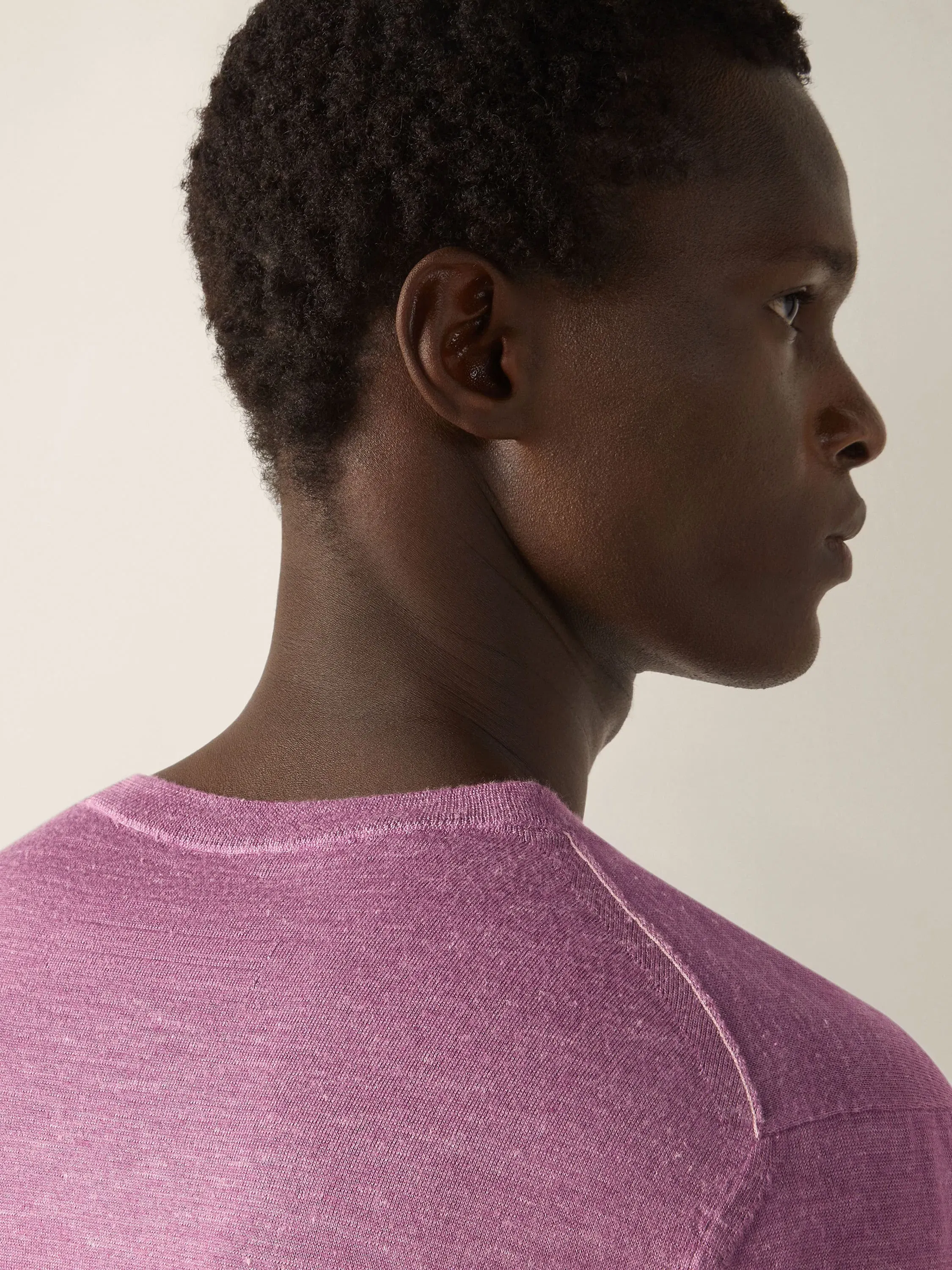 Zegna Pink Mlange Silk Cashmere And Linen Crewneck