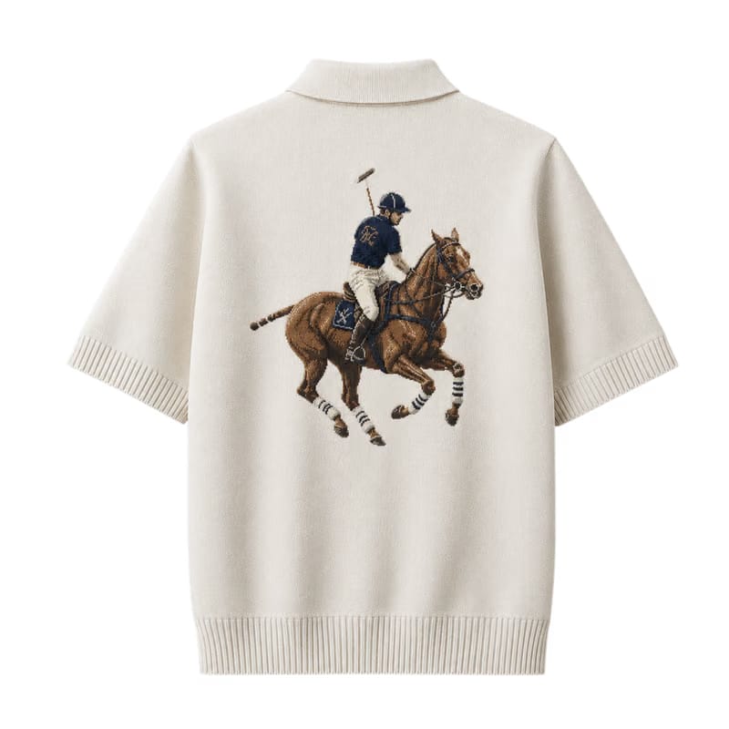Polo Club Rider Quarter Zip T-shirt - Ivory