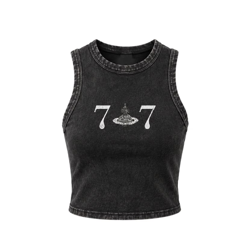 Voyd Acid washed black graphic tank top