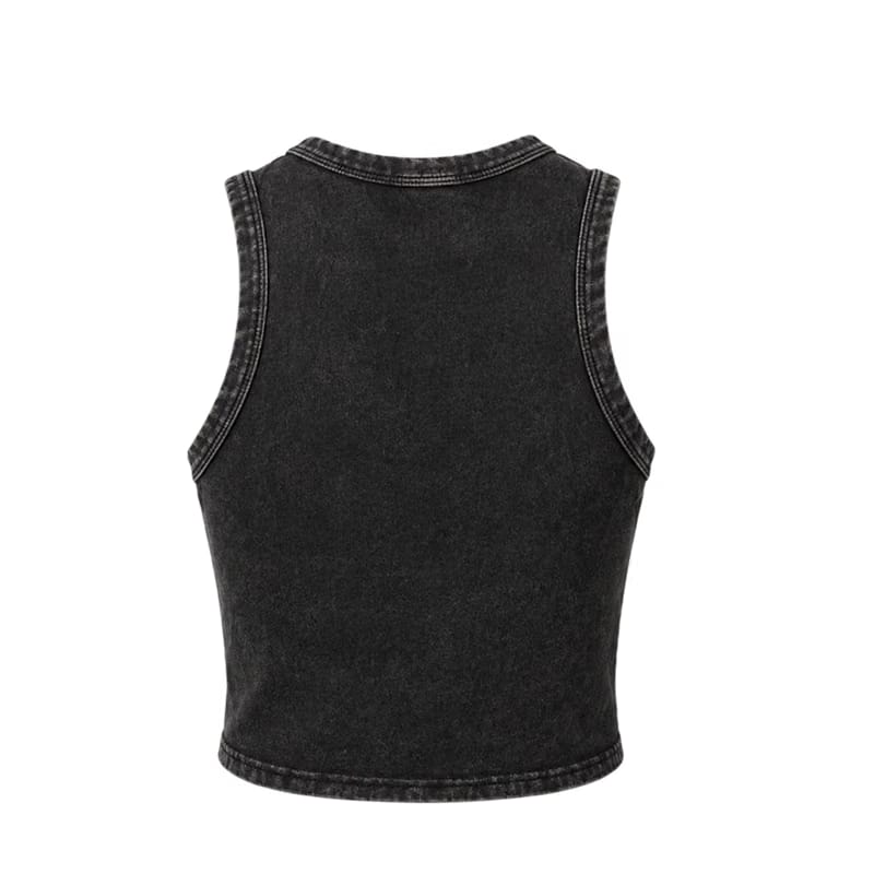 Voyd Acid washed black graphic tank top