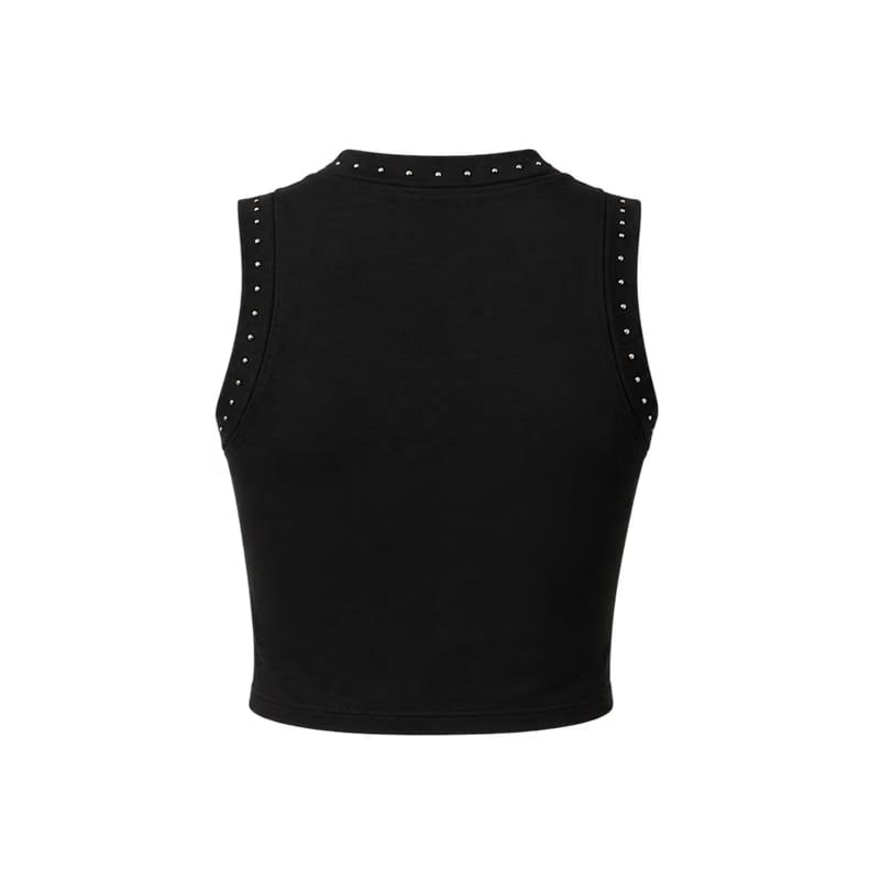 Voyd black studded sleeveless crop top.