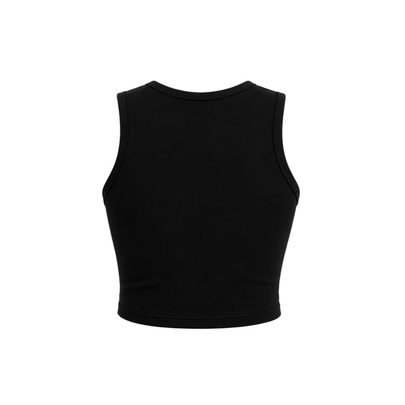 Voyd round-neck heart cut-out crop top black