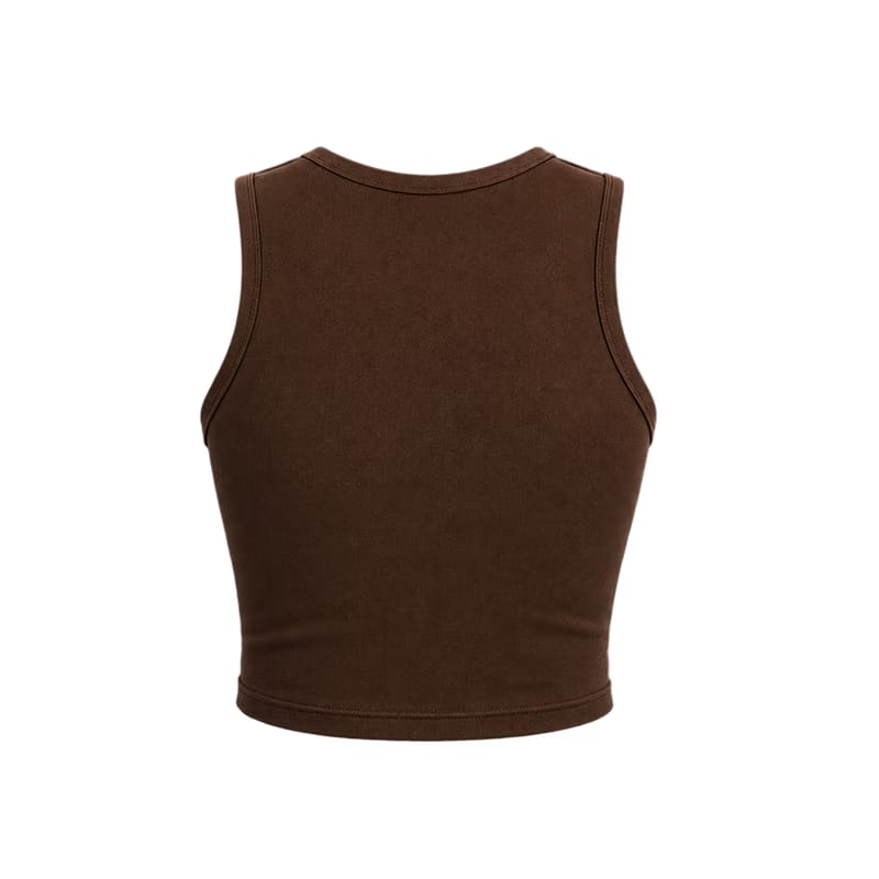 Voyd round-neck heart cut-out crop top brown