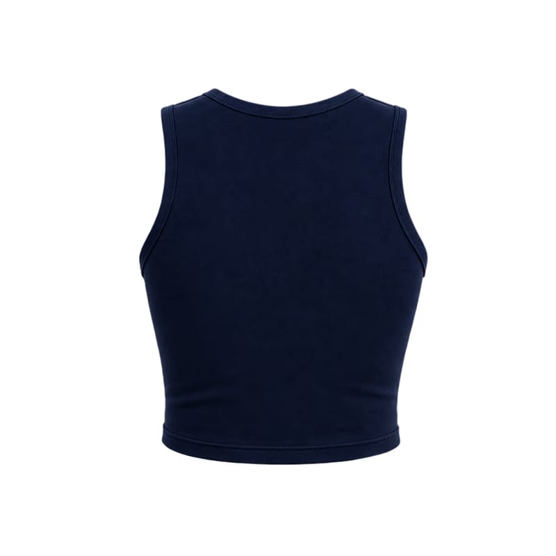 Voyd round-neck heart cut-out crop top navy blue