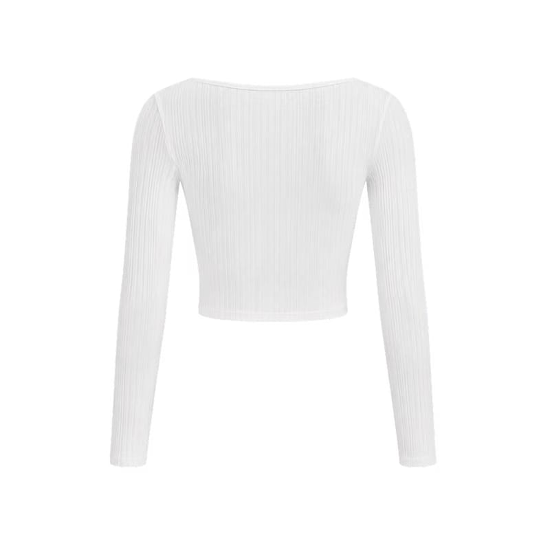 Voyd rRbbed long-sleeve White crop top