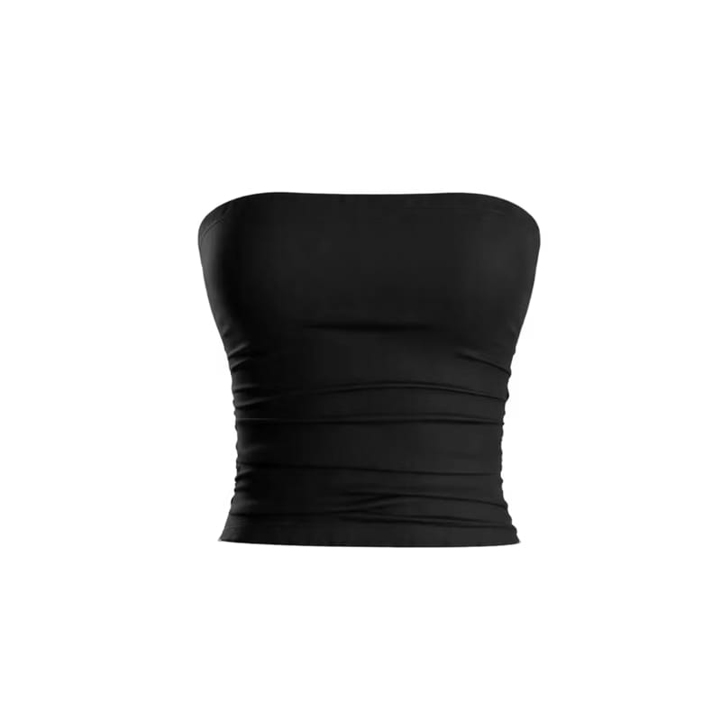 Voyd Ruched strapless tube top black.
