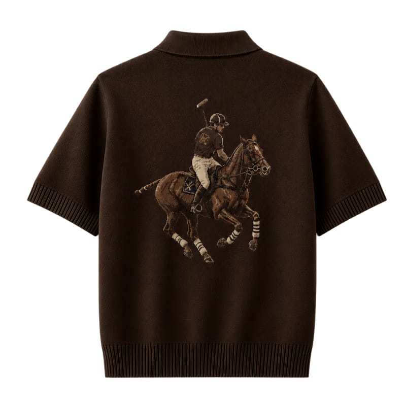 Polo Club Rider Quarter Zip T-shirt - Cocoa
