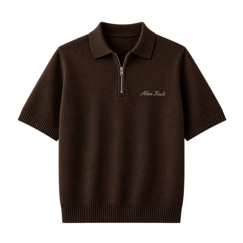 Polo Club Rider Quarter Zip T-shirt - Cocoa