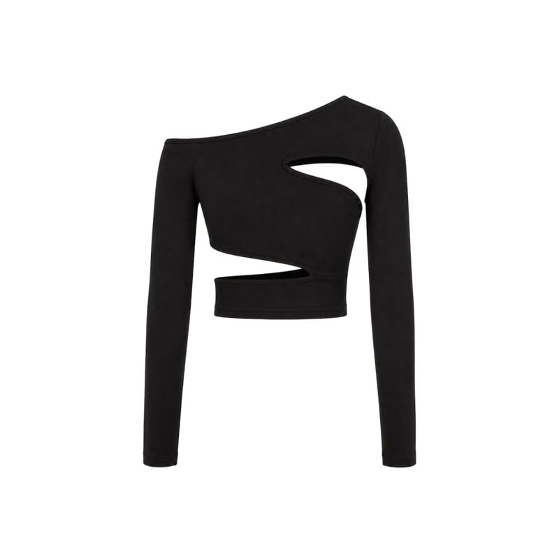 Voyd Symmetric black cutout crop Black top.