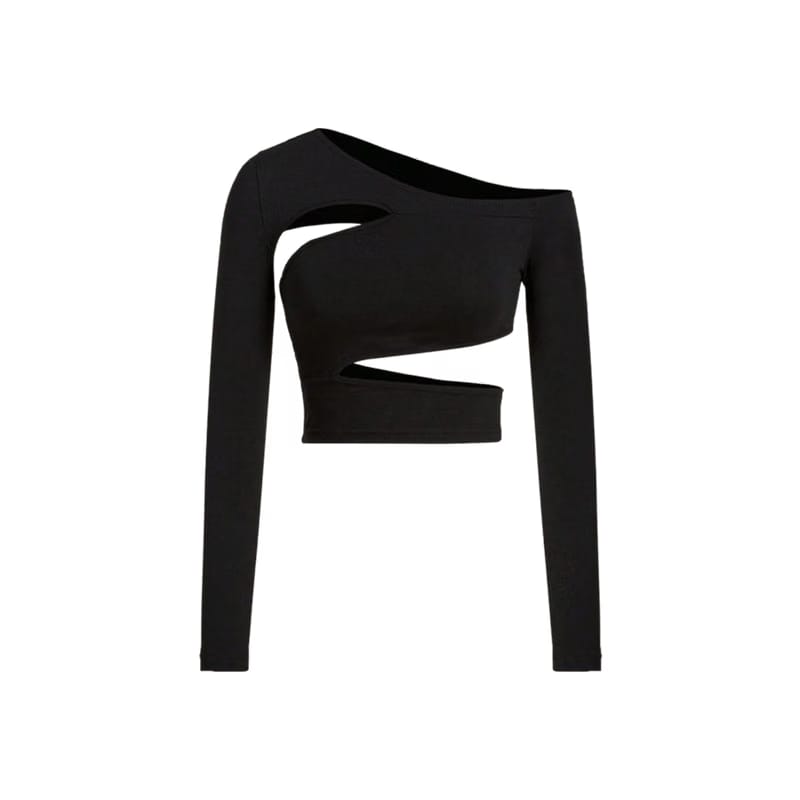Voyd Symmetric black cutout crop Black top.