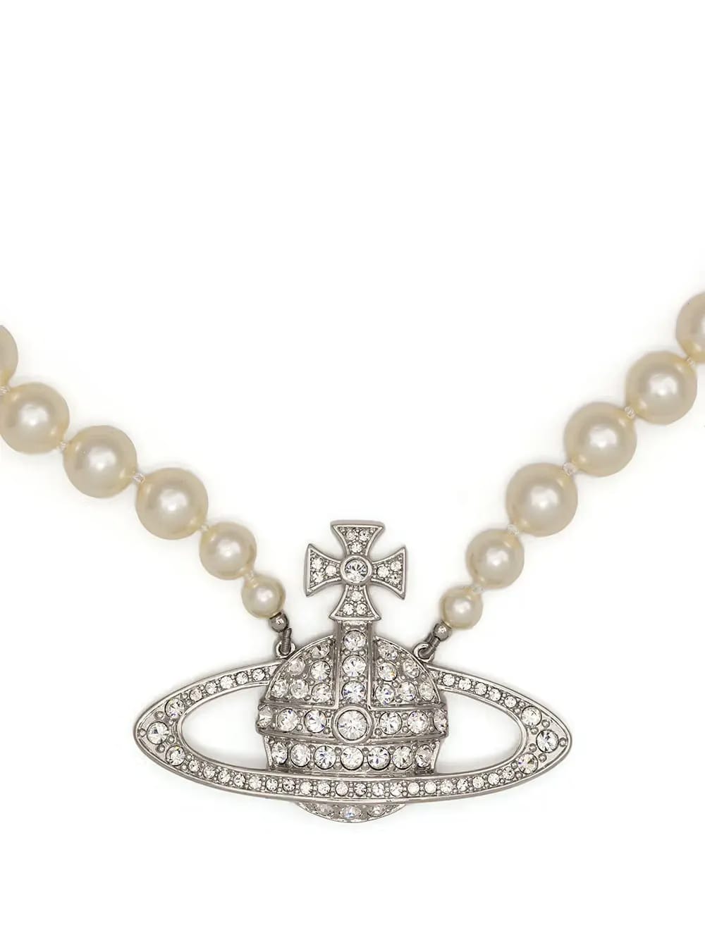 row-pearl orb-charm necklace