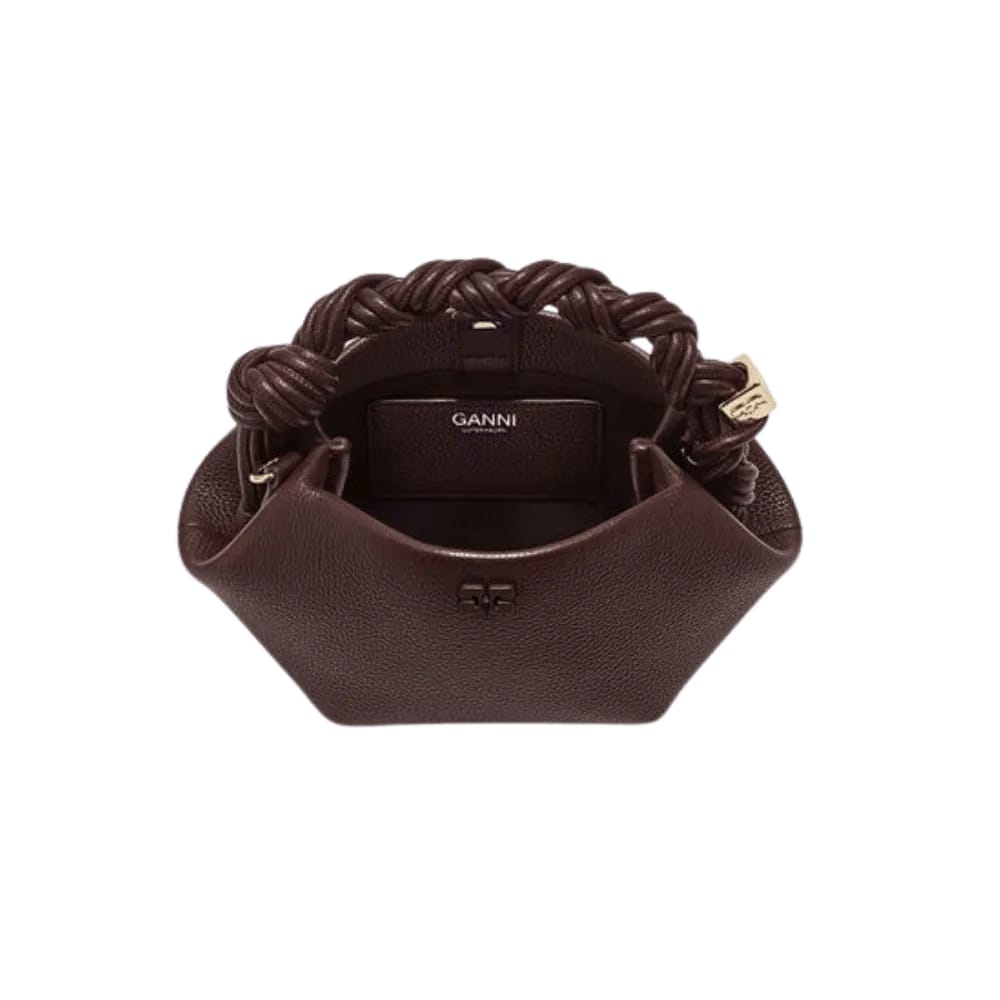 Ganni Brown Grained Mini Bou Bag