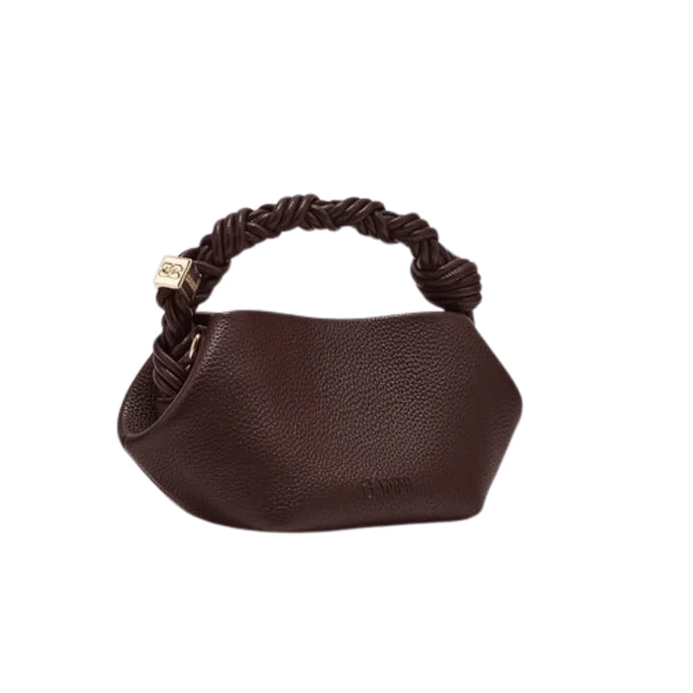 Ganni Brown Grained Mini Bou Bag