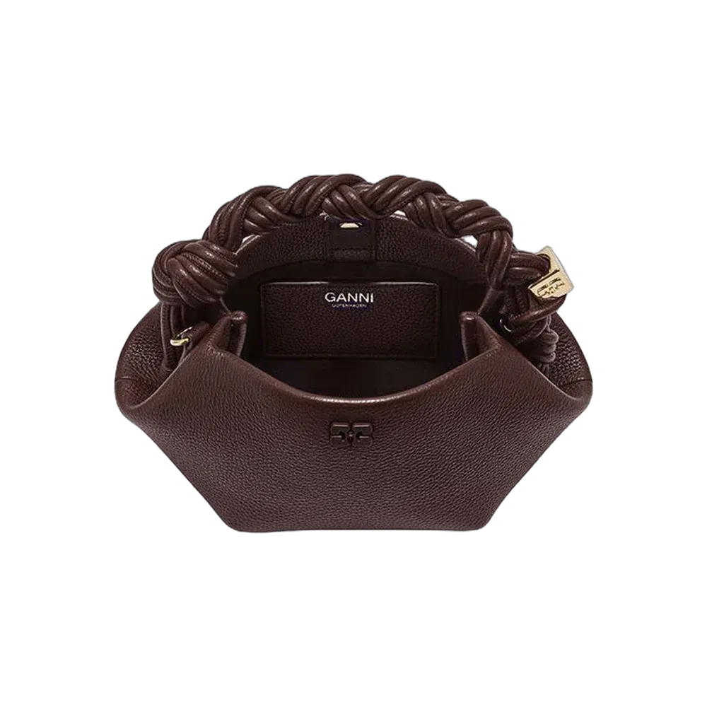 Ganni Brown Grained Mini Bou Bag